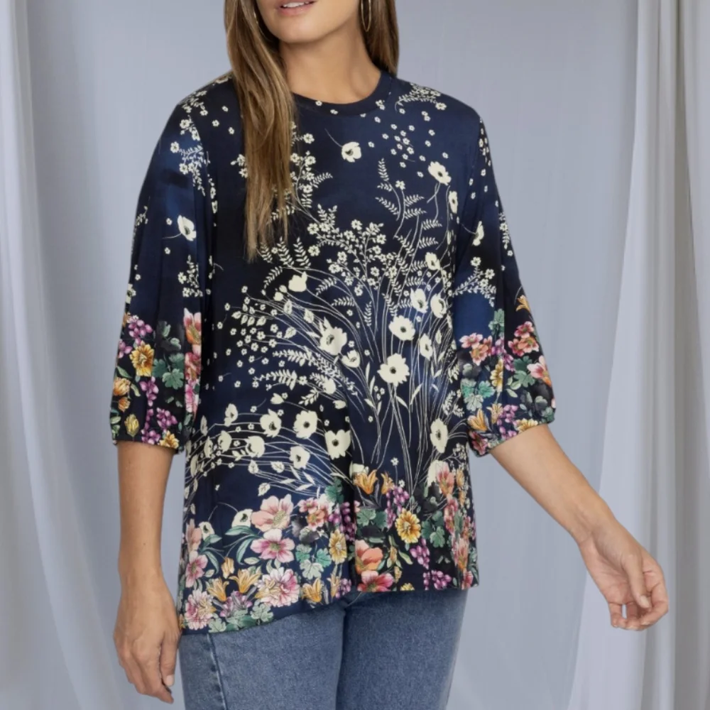 JOHNNY WAS The Janie Favorite Floral Puff Sleeve Top ~ NWT
